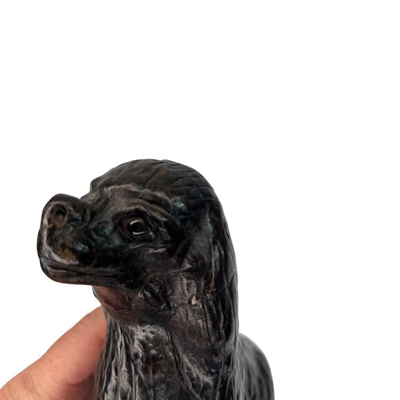 Handcrafted Dark Tan Leather Dog Figurine Sculpture Glass Eyes Spaniel? - Picture 6 of 10